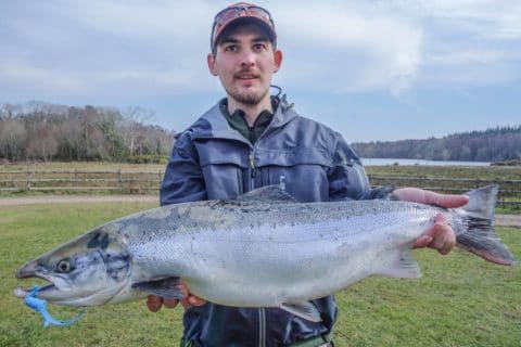 Paul Magowan with his fish from the Blackwater on Thursday