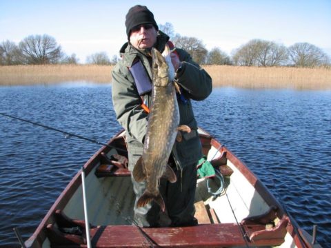 Alain with a cracking Pike taken on float fished Pollan