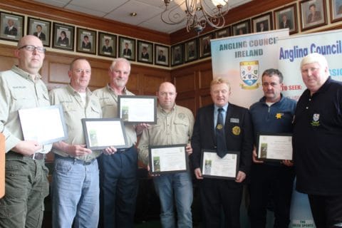 The 2014 Irish Fly Fishing Team Pictured with Martin McEnroe (l) are Damien O'Brien,John O'Neill, Paddy Keenan, John O'Brie, Jonathan Rice, Bob Seward and Martin Collins